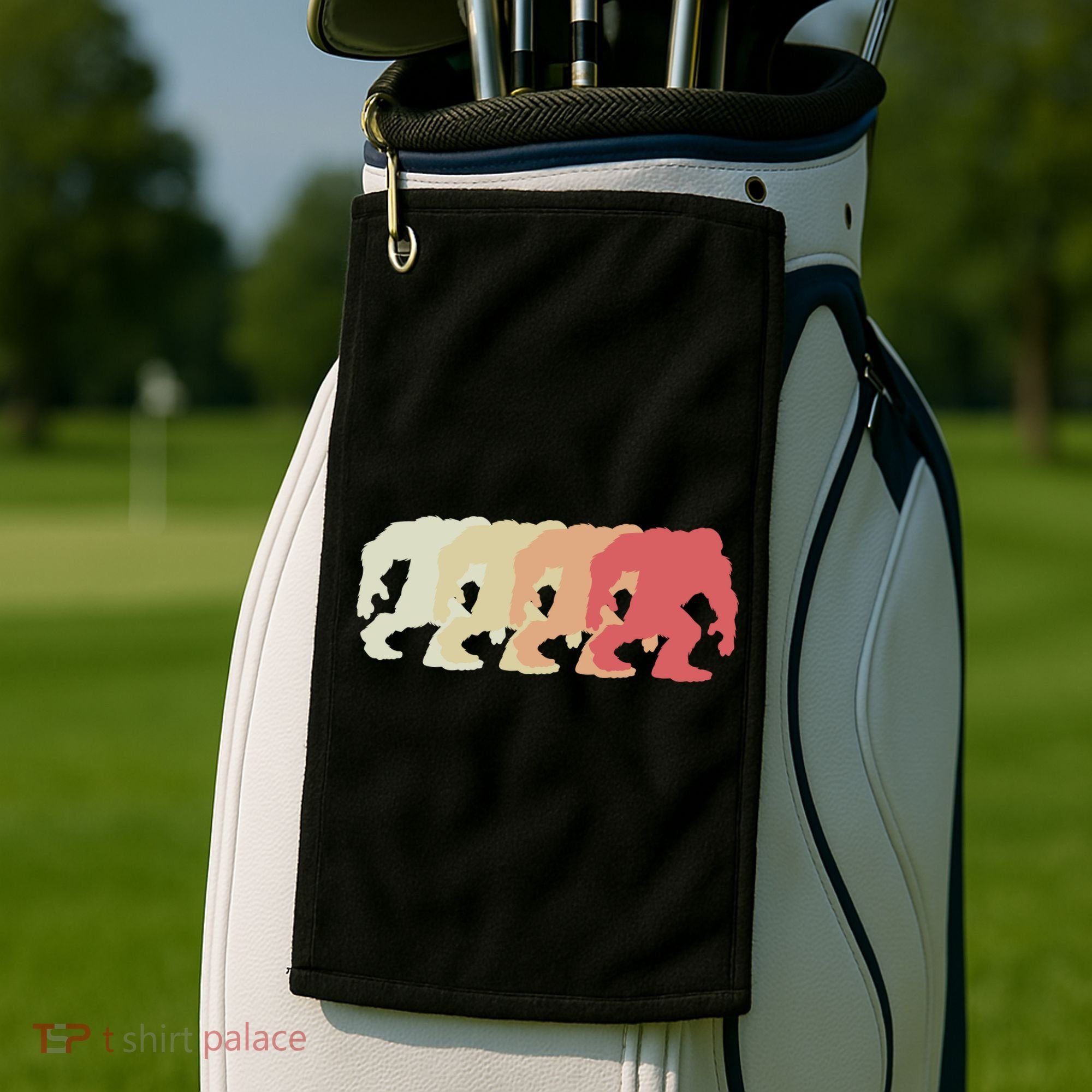 Bigfoot Silhouette Retro Sasquatch Golf Towel