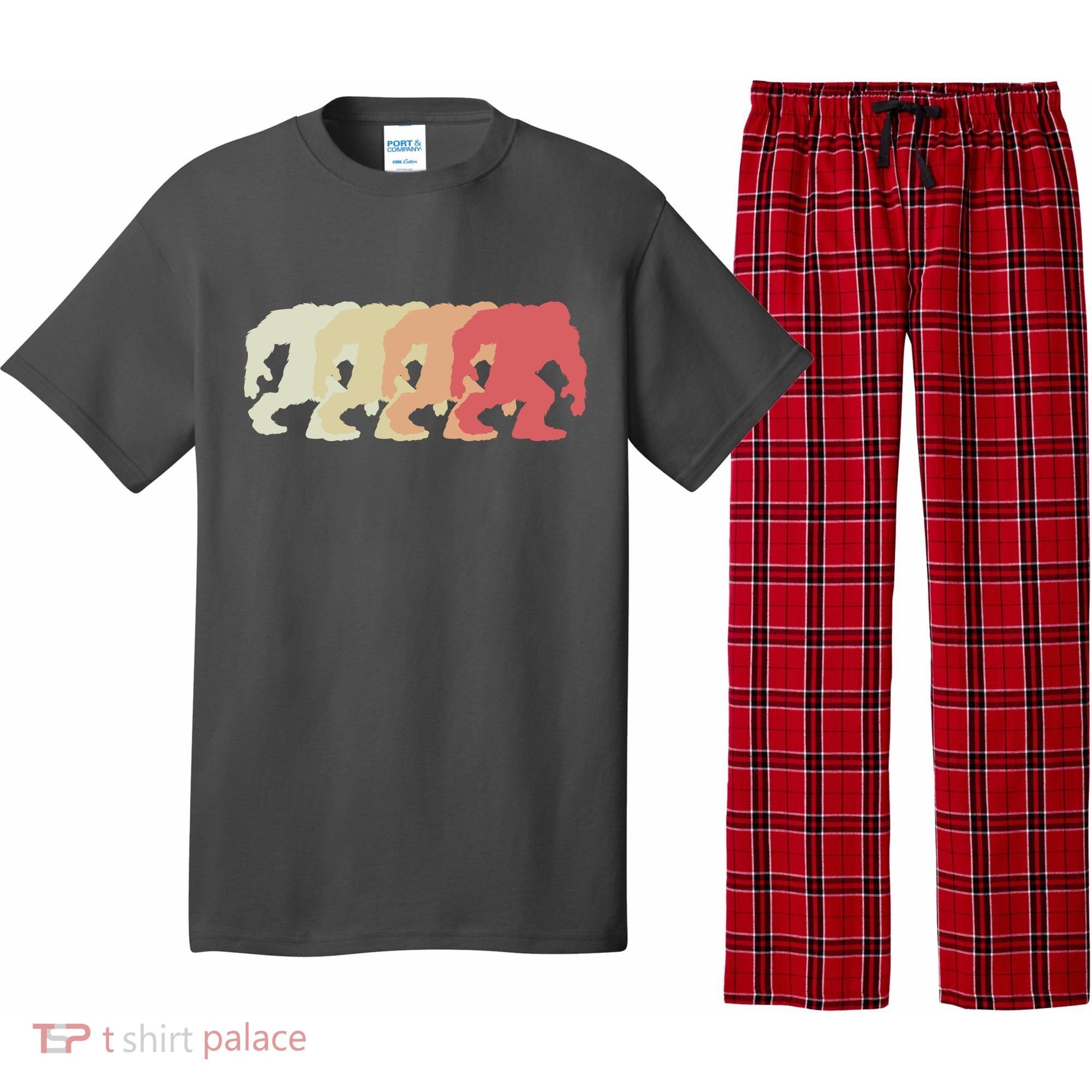 Bigfoot Silhouette Retro Sasquatch Pajama Set