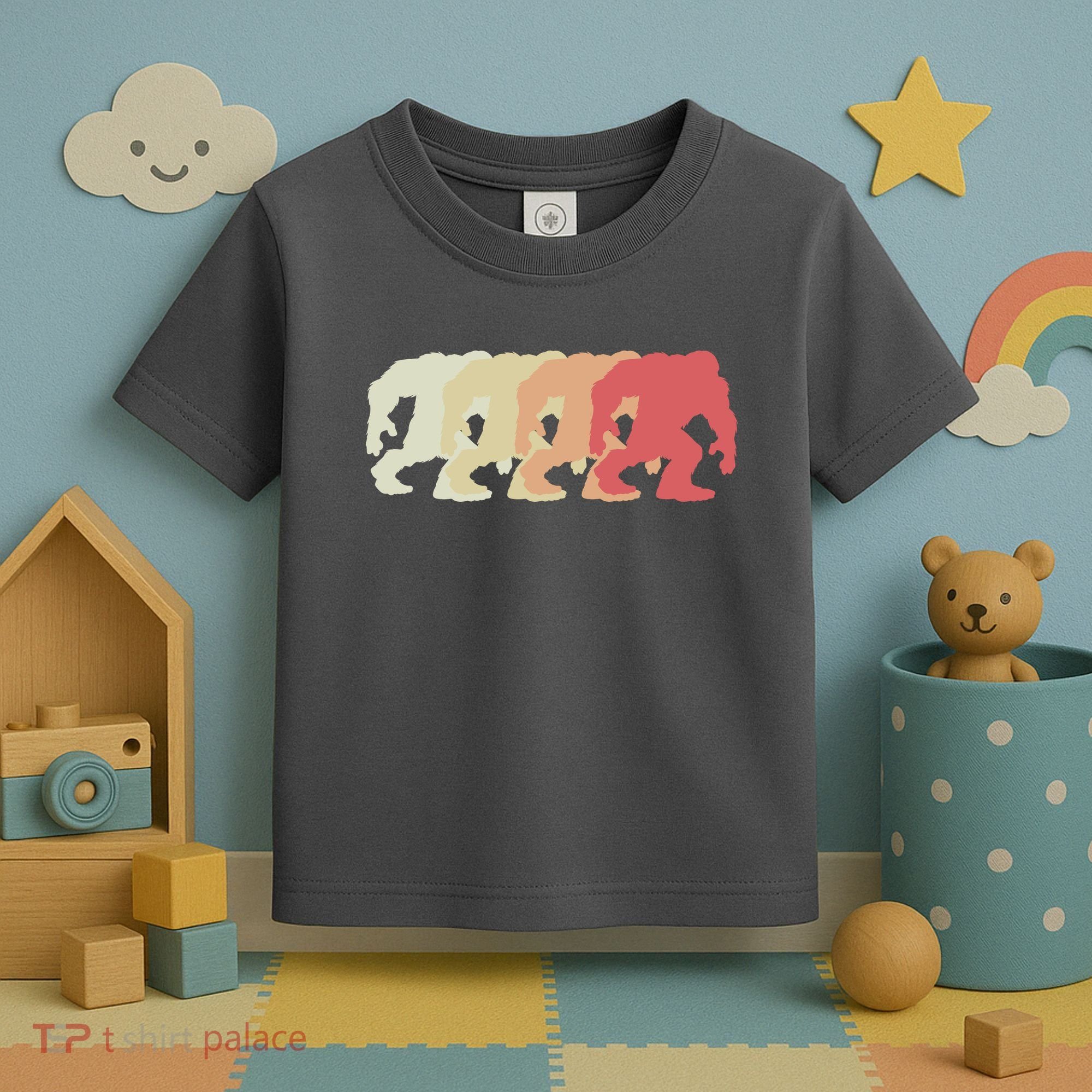 Bigfoot Silhouette Retro Sasquatch Toddler T-Shirt