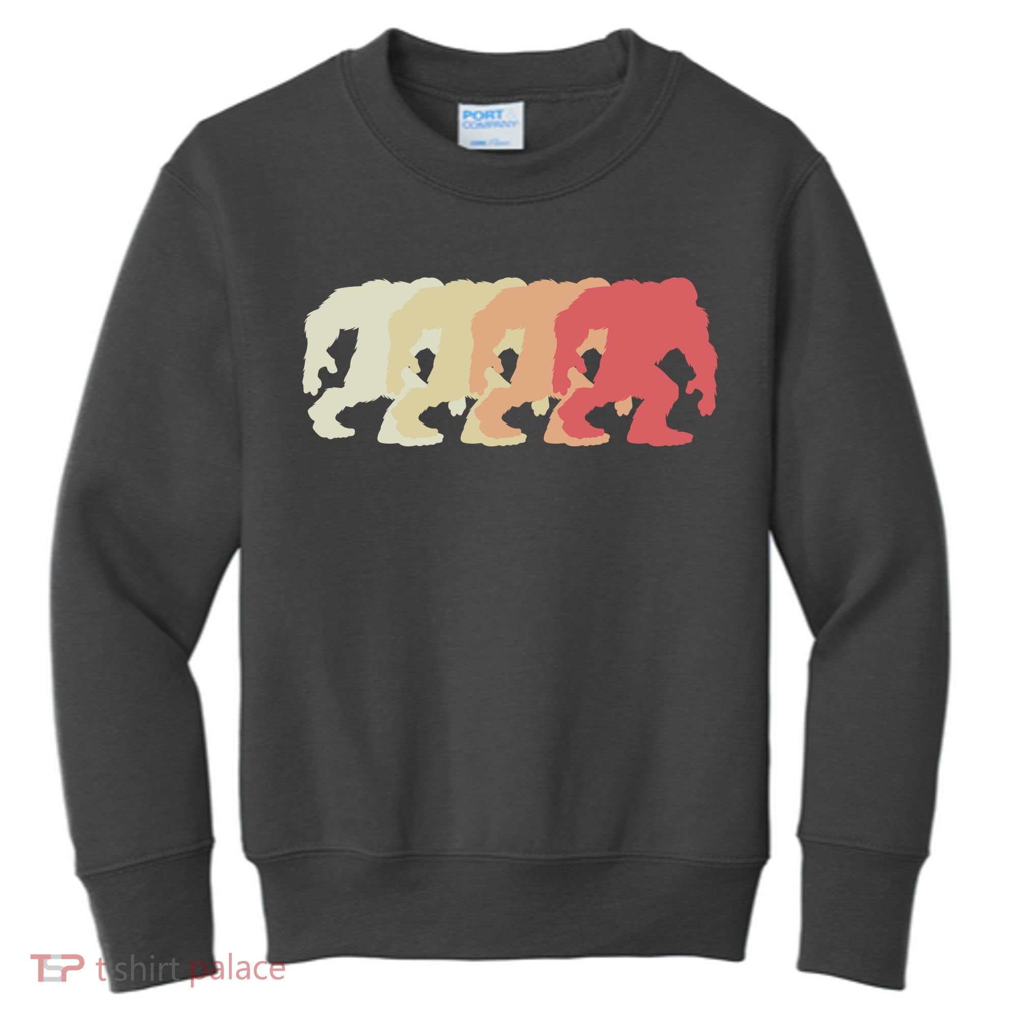 Bigfoot Silhouette Retro Sasquatch Kids Sweatshirt