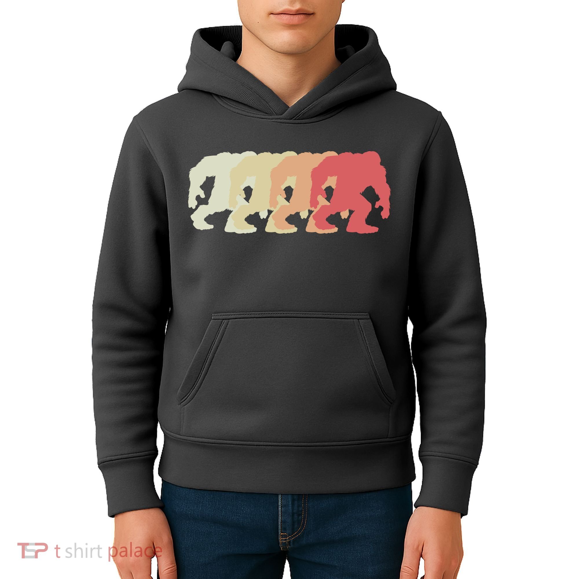 Bigfoot Silhouette Retro Sasquatch Kids Hoodie