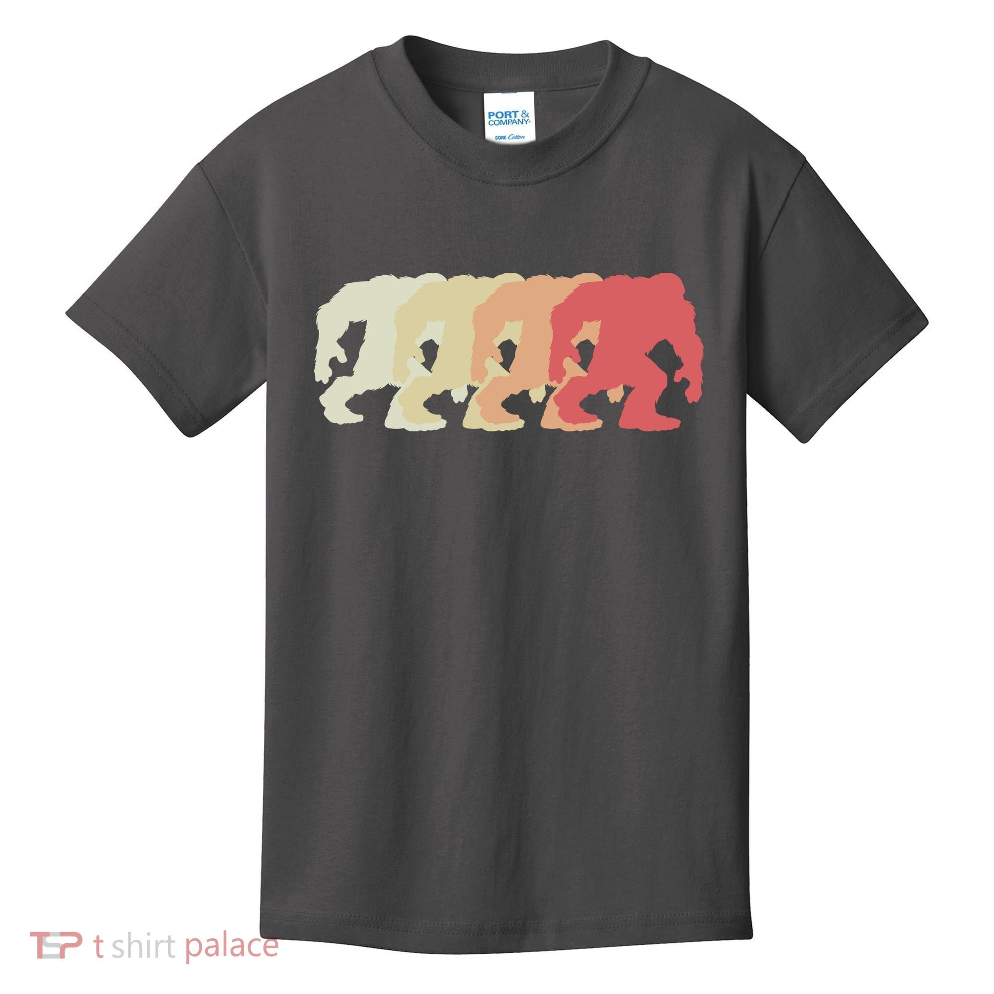 Bigfoot Silhouette Retro Sasquatch Kids T-Shirt