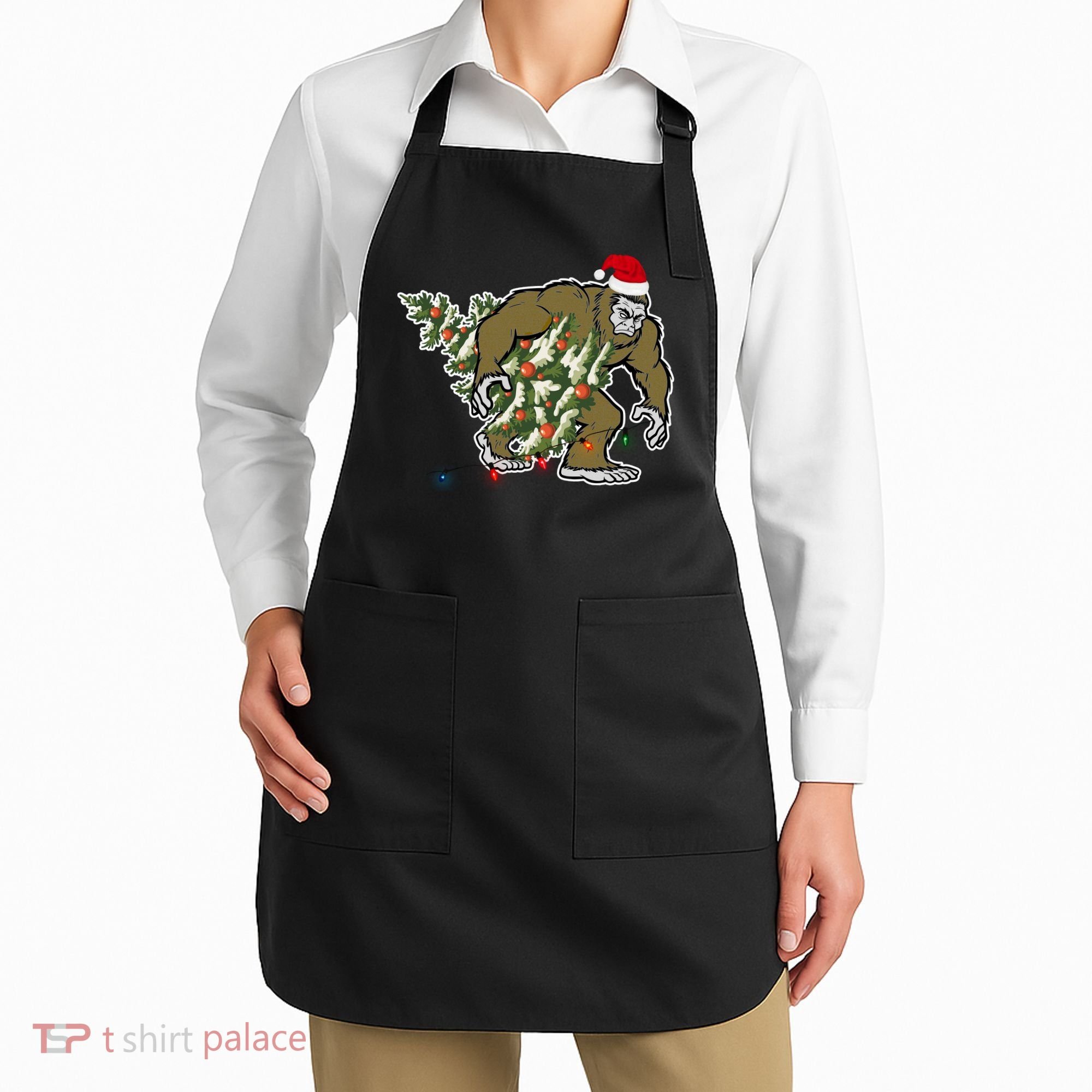 Bigfoot Stole Christmas Apron