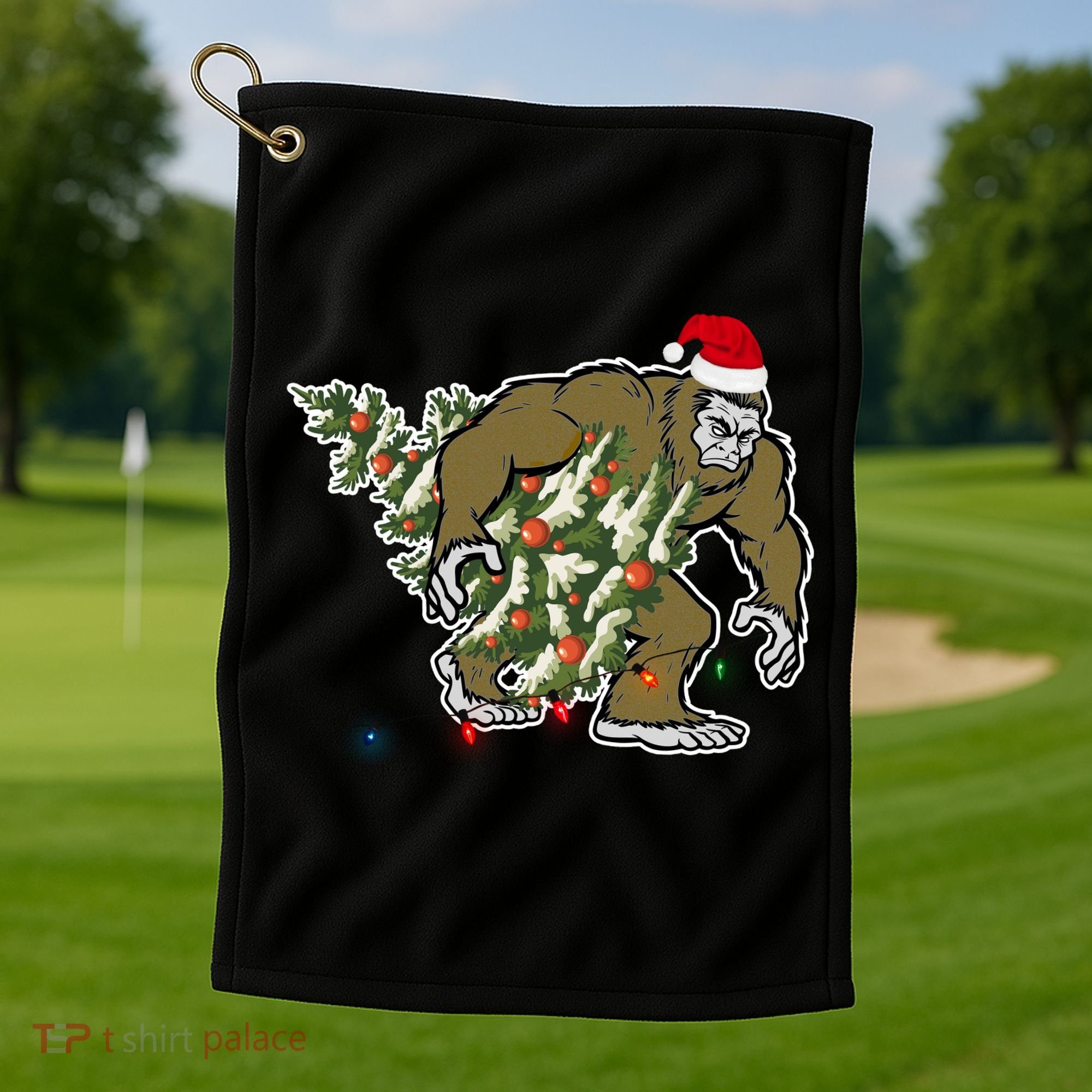 Bigfoot Stole Christmas Golf Towel