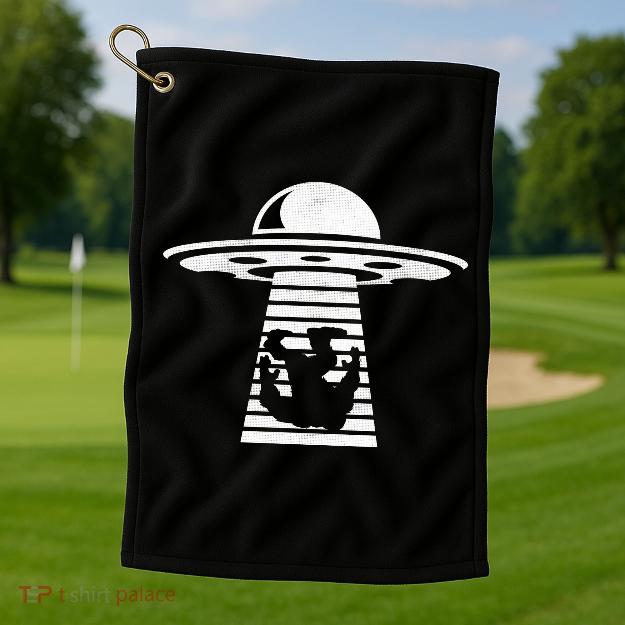 Bigfoot UFO Abduction Believe Golf Towel