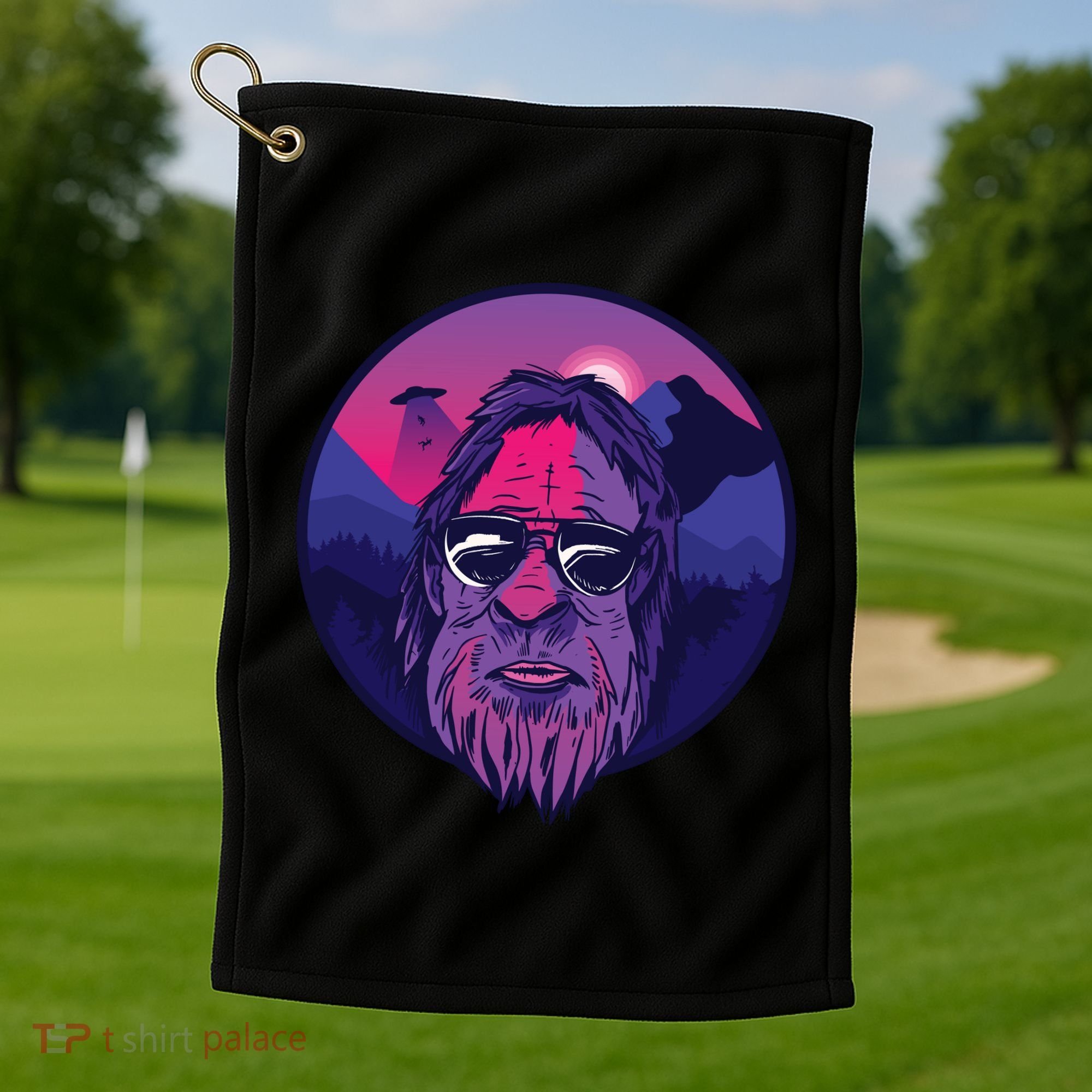 Bigfoot UFO Mountain Golf Towel
