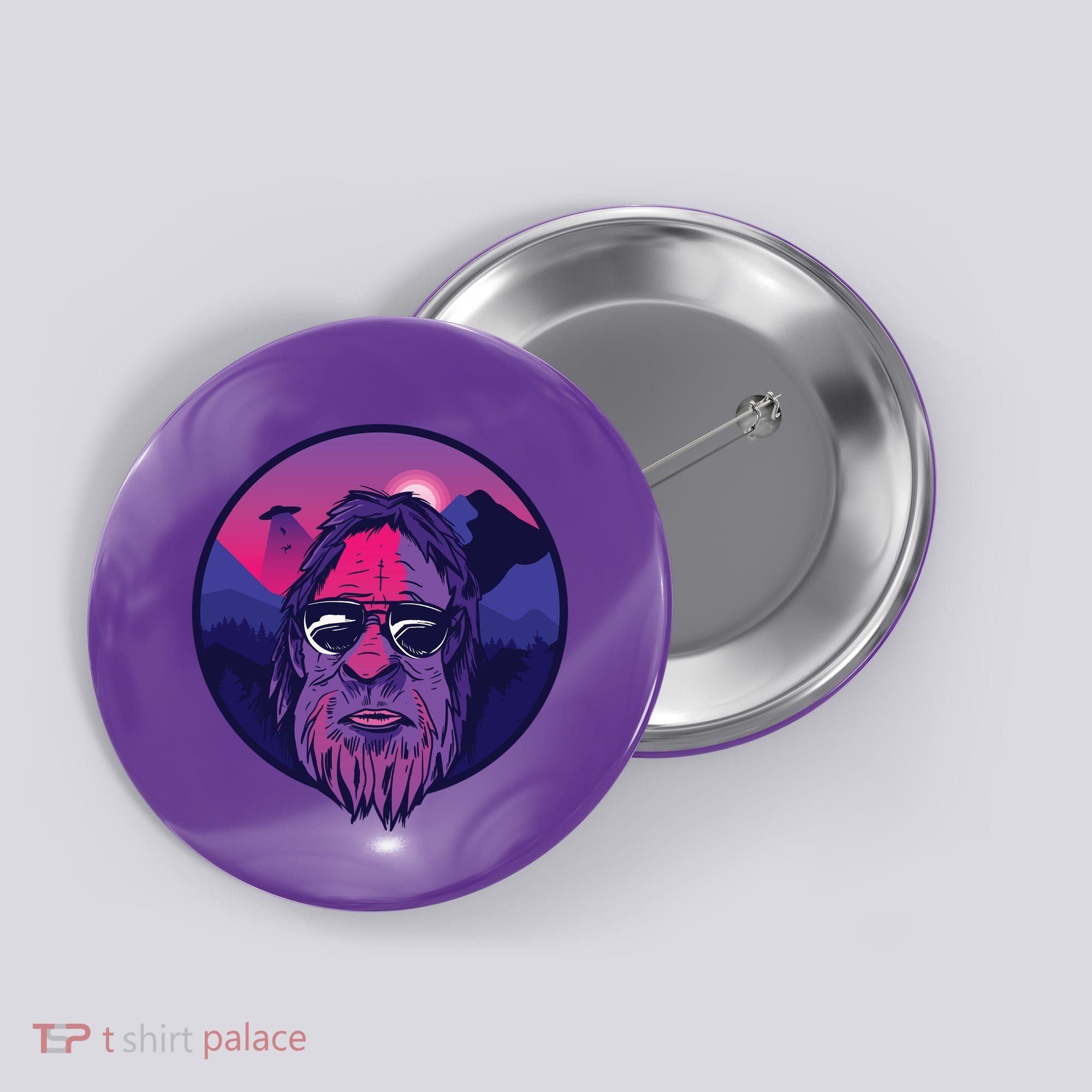 Bigfoot UFO Mountain Button