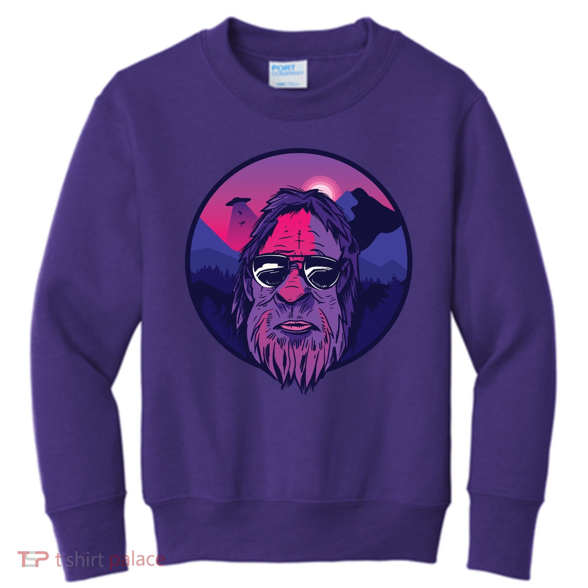 Bigfoot UFO Mountain Kids Sweatshirt