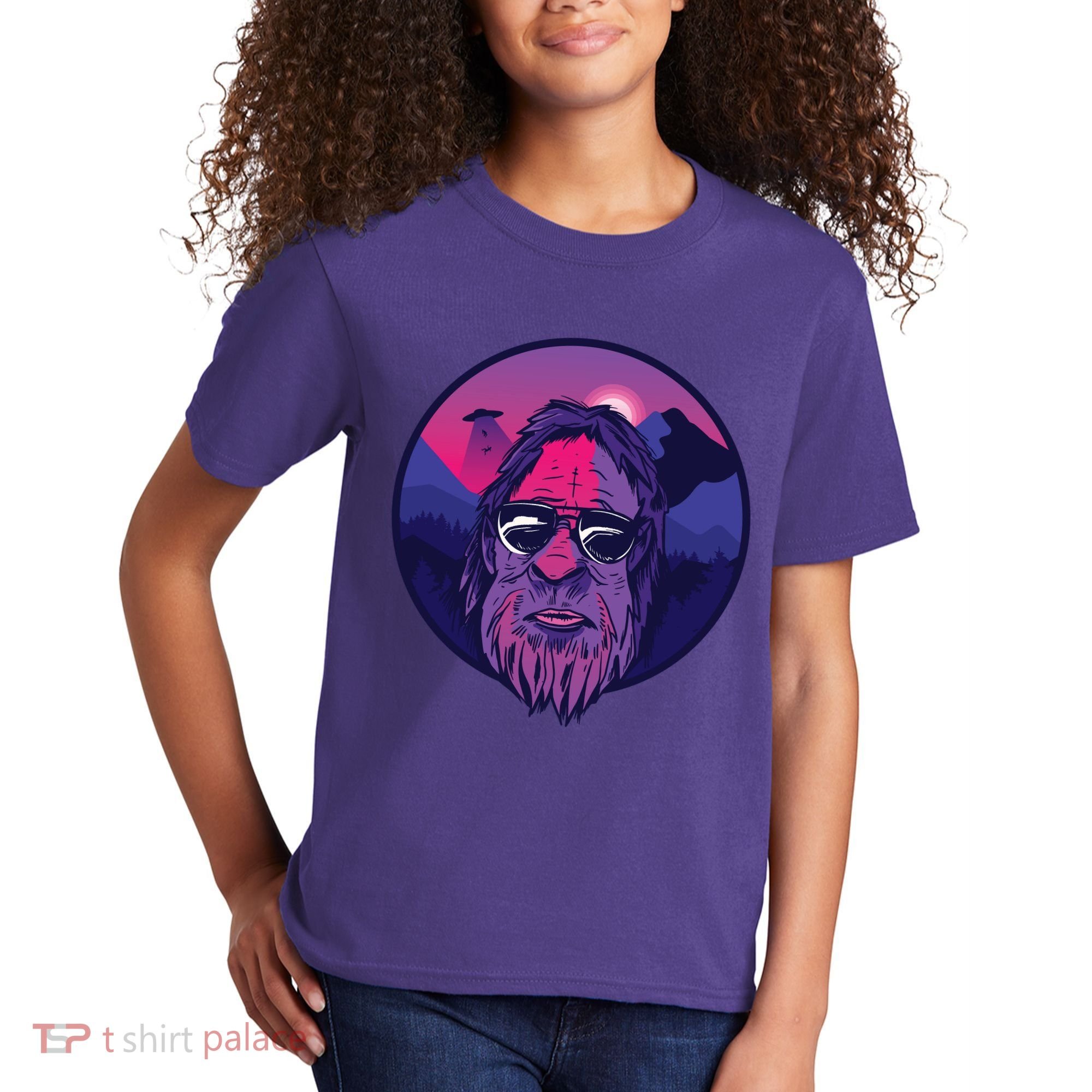 Bigfoot UFO Mountain Kids T-Shirt