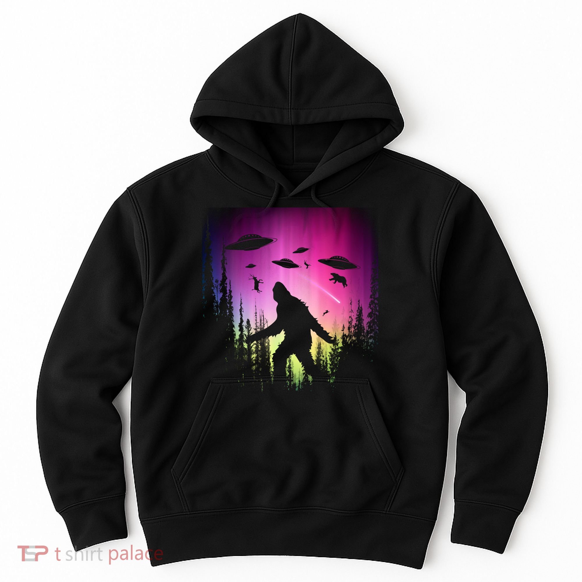 Bigfoot UFOs In Forest Hoodie