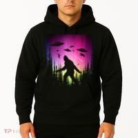 Bigfoot UFOs In Forest Hoodie thumb 2
