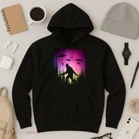Bigfoot UFOs In Forest Hoodie thumb 3