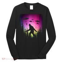 Bigfoot UFOs In Forest Long Sleeve Shirt thumb 0