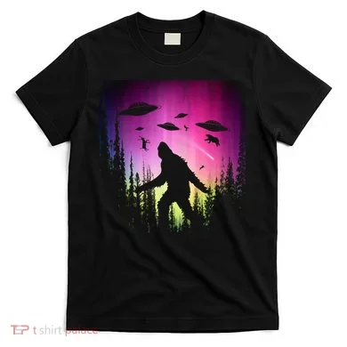 Bigfoot UFOs In Forest T-Shirt