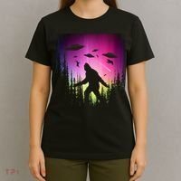 Bigfoot UFOs In Forest T-Shirt thumb 4