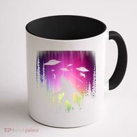 Bigfoot UFOs In Forest Coffee Mug thumb 1