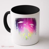 Bigfoot UFOs In Forest Coffee Mug thumb 0