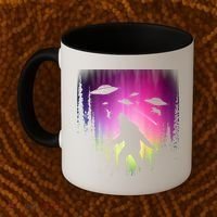 Bigfoot UFOs In Forest Coffee Mug thumb 2
