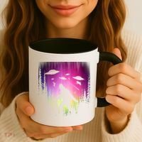 Bigfoot UFOs In Forest Coffee Mug thumb 3