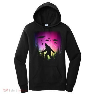 Bigfoot UFOs In Forest Women's Hoodie