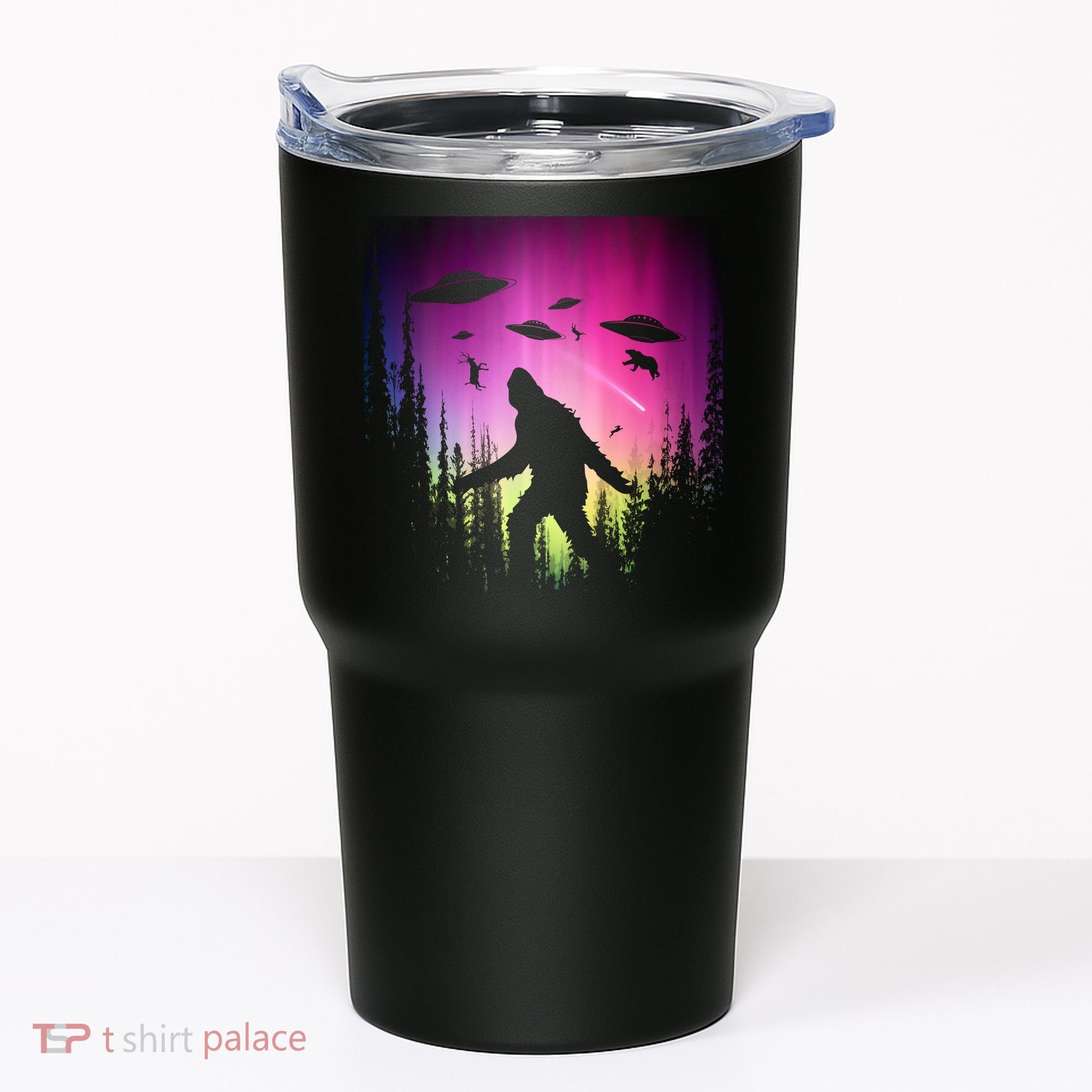Bigfoot UFOs In Forest Tumbler