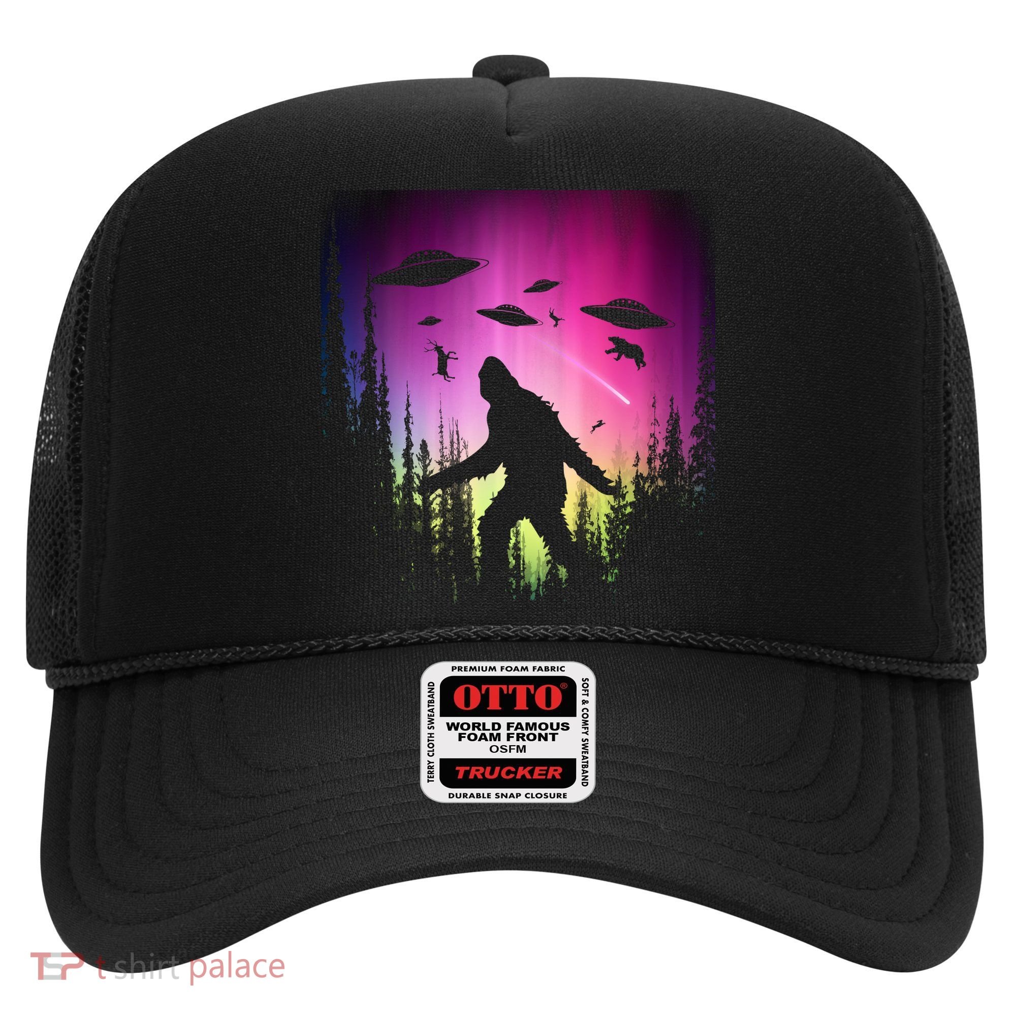 Bigfoot UFOs In Forest Hat