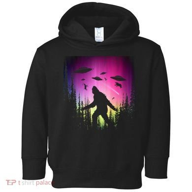 Bigfoot UFOs In Forest Toddler Hoodie