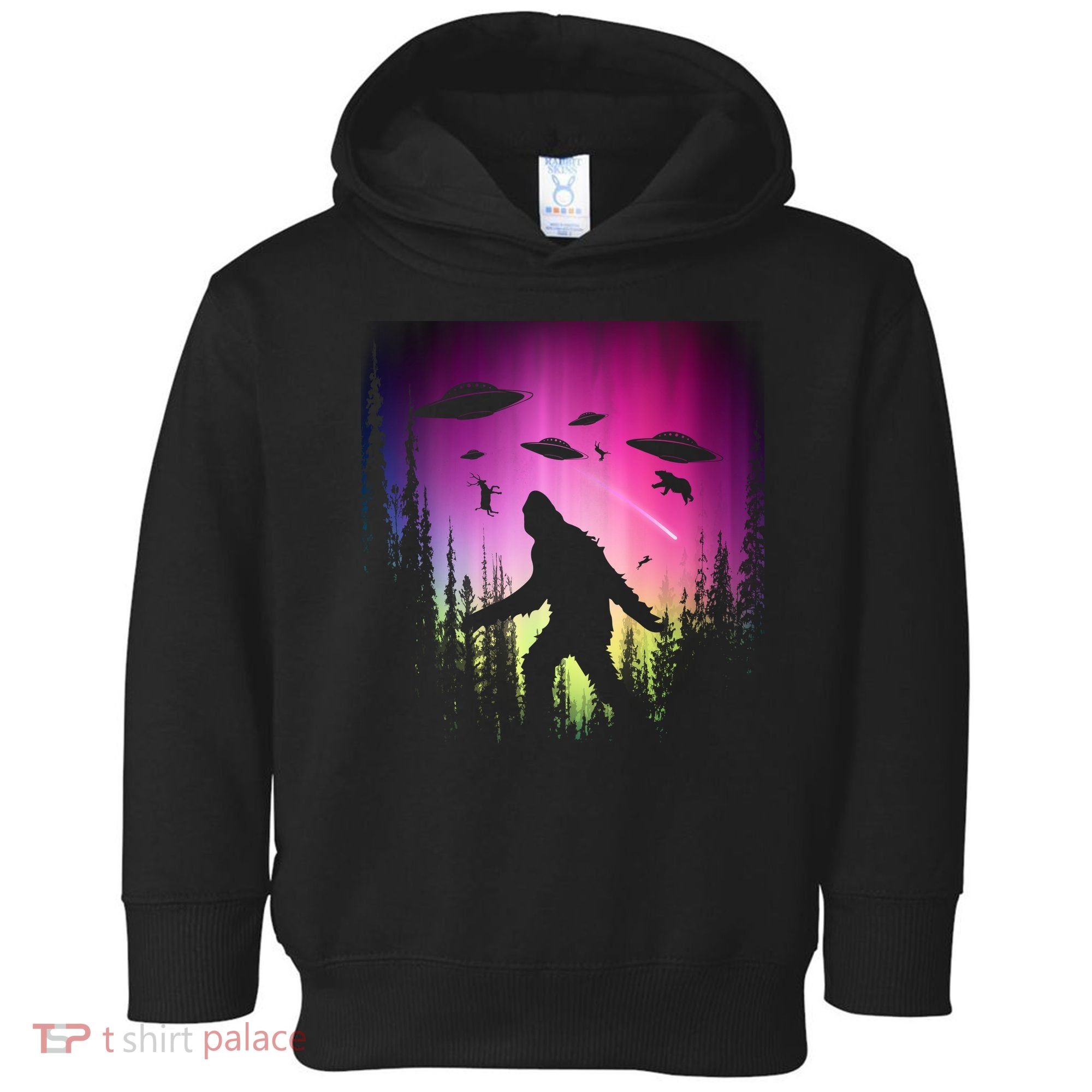 Bigfoot UFOs In Forest Toddler Hoodie
