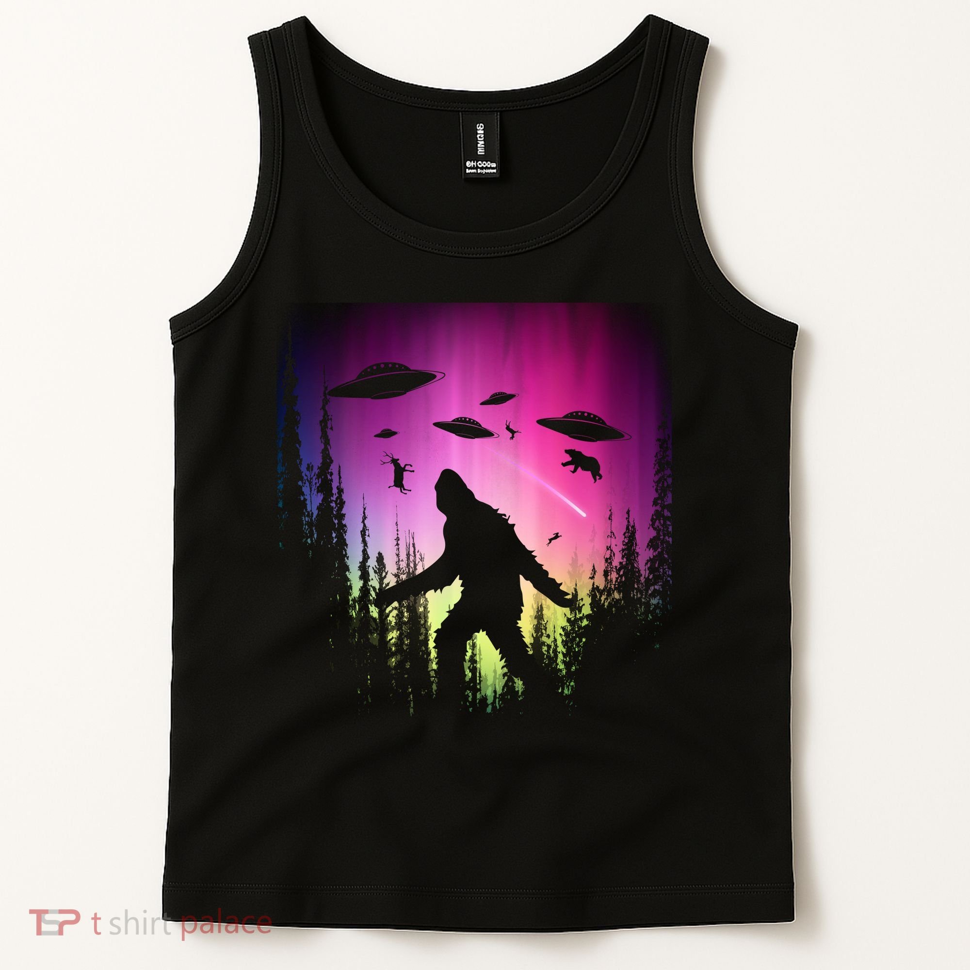 Bigfoot UFOs In Forest Tank Top