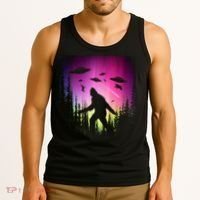 Bigfoot UFOs In Forest Tank Top thumb 3