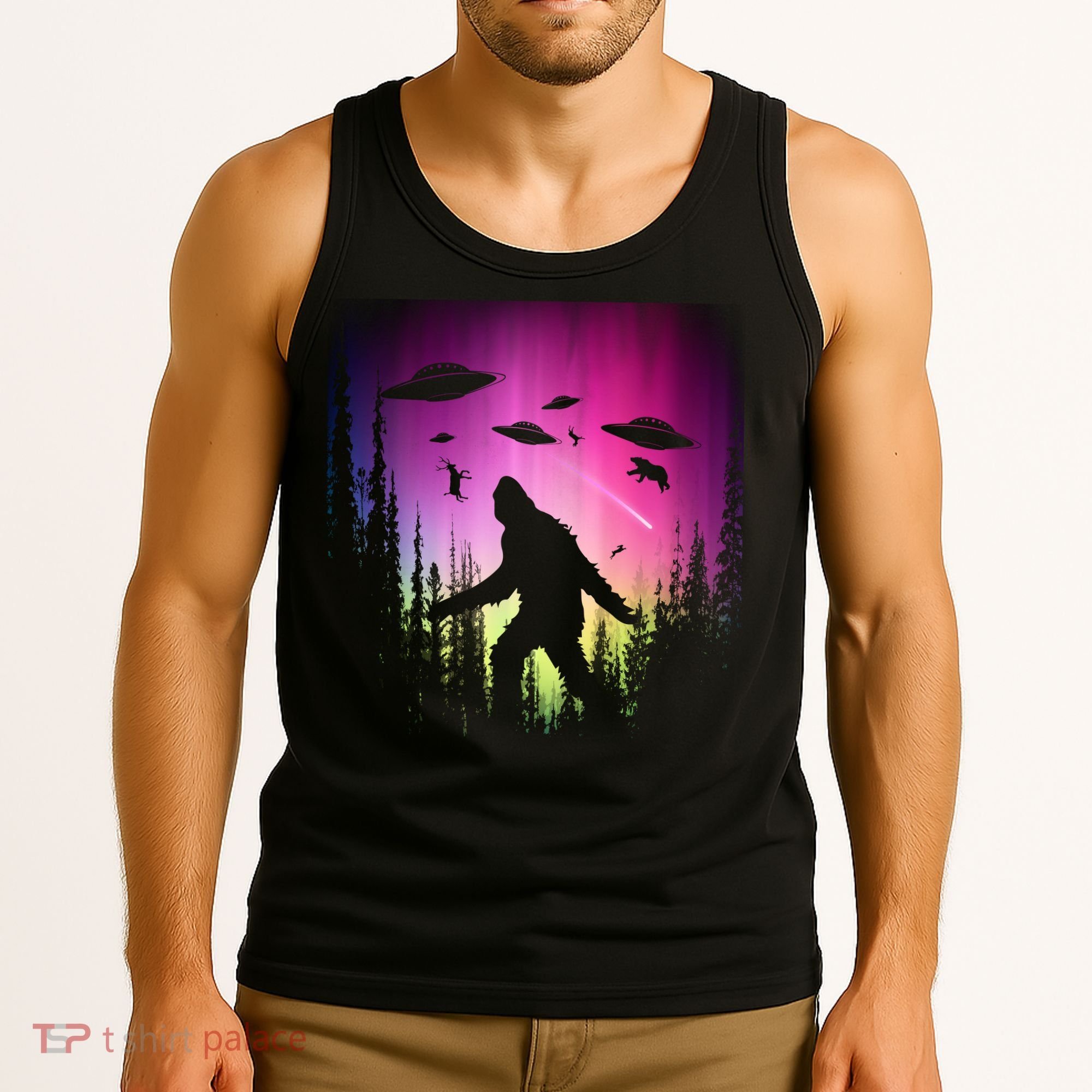 Bigfoot UFOs In Forest Tank Top