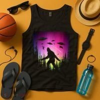 Bigfoot UFOs In Forest Tank Top thumb 4