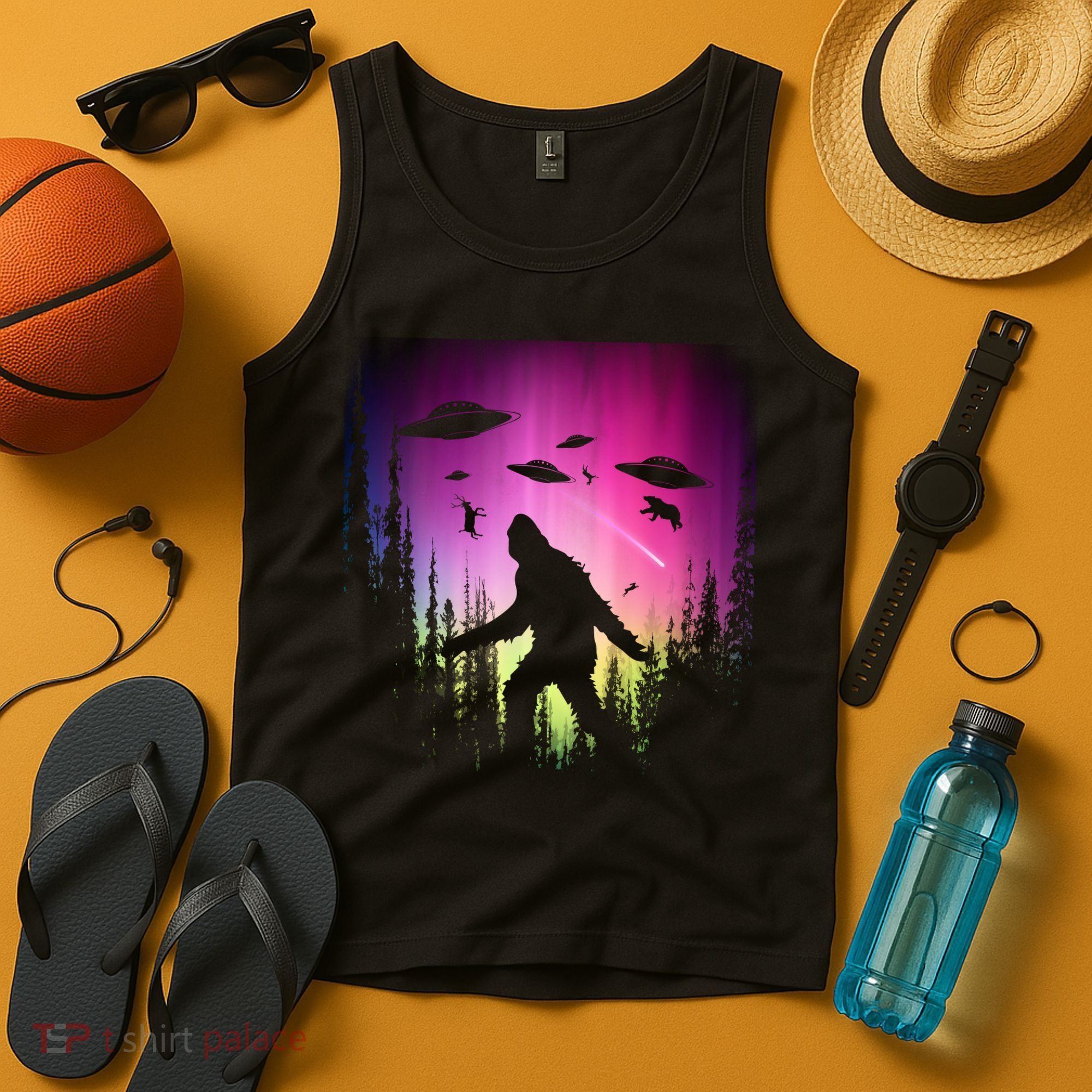 Bigfoot UFOs In Forest Tank Top