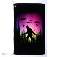 Bigfoot UFOs In Forest Golf Towel thumb 0