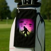 Bigfoot UFOs In Forest Golf Towel thumb 2