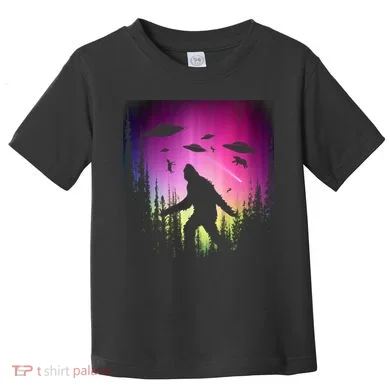 Bigfoot UFOs In Forest Toddler T-Shirt