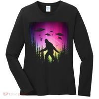 Bigfoot UFOs In Forest Women's Long Sleeve Shirt thumb 0