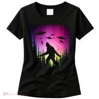 Bigfoot UFOs In Forest Women's T-Shirt thumb 0