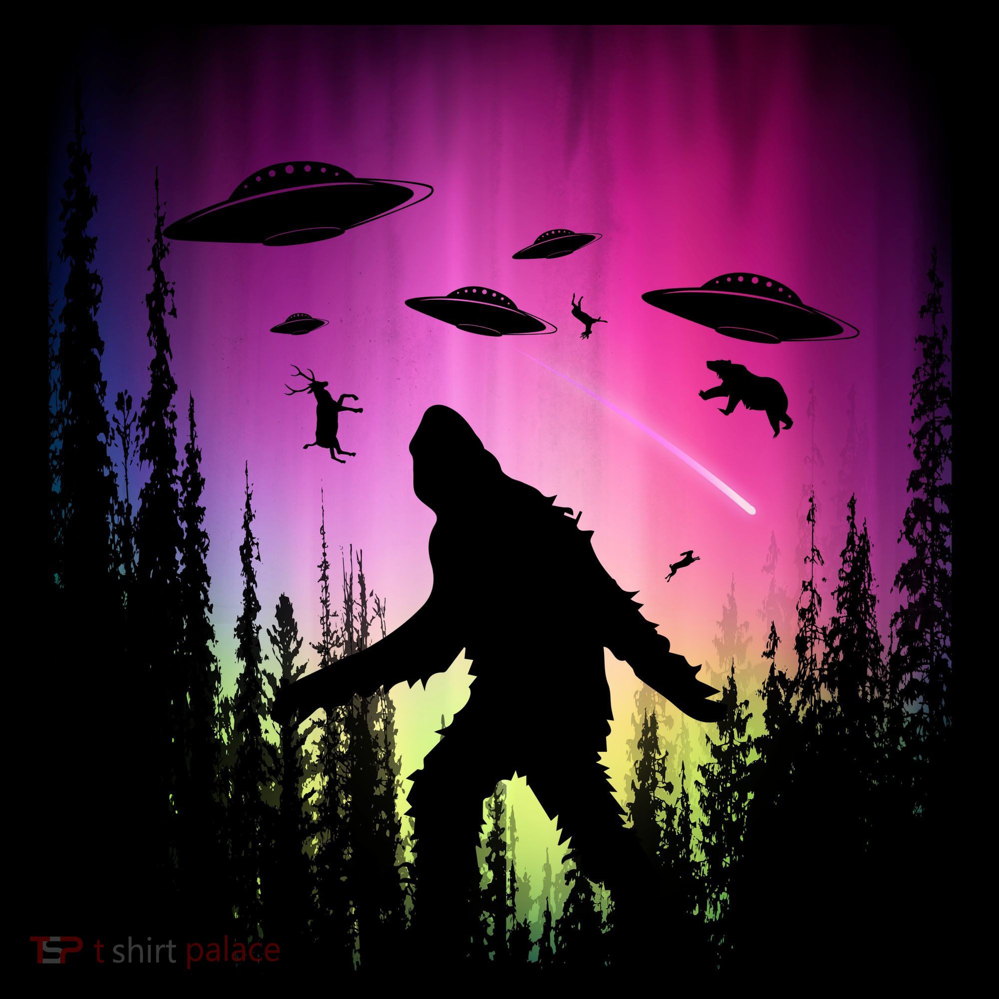 Bigfoot UFOs In Forest Kids Sweatshirt