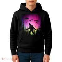 Bigfoot UFOs In Forest Kids Hoodie thumb 4