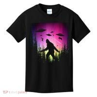 Bigfoot UFOs In Forest Kids T-Shirt thumb 0