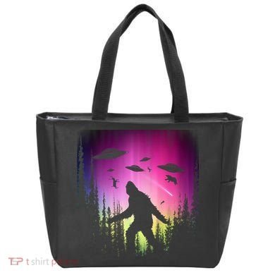 Bigfoot UFOs In Forest Tote Bag
