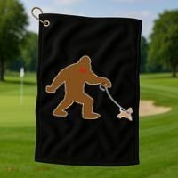 Bigfoot Walking Chihuahua Dog Golf Towel thumb 1