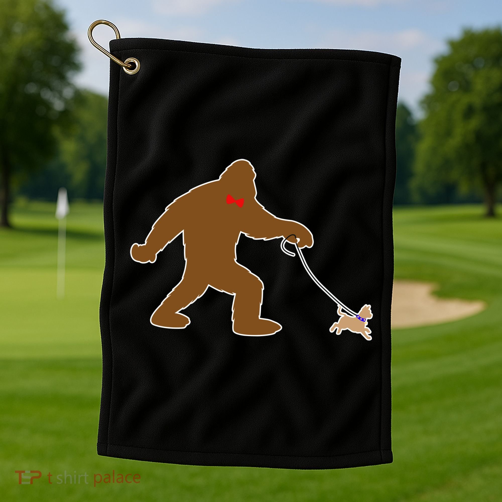 Bigfoot Walking Chihuahua Dog Golf Towel