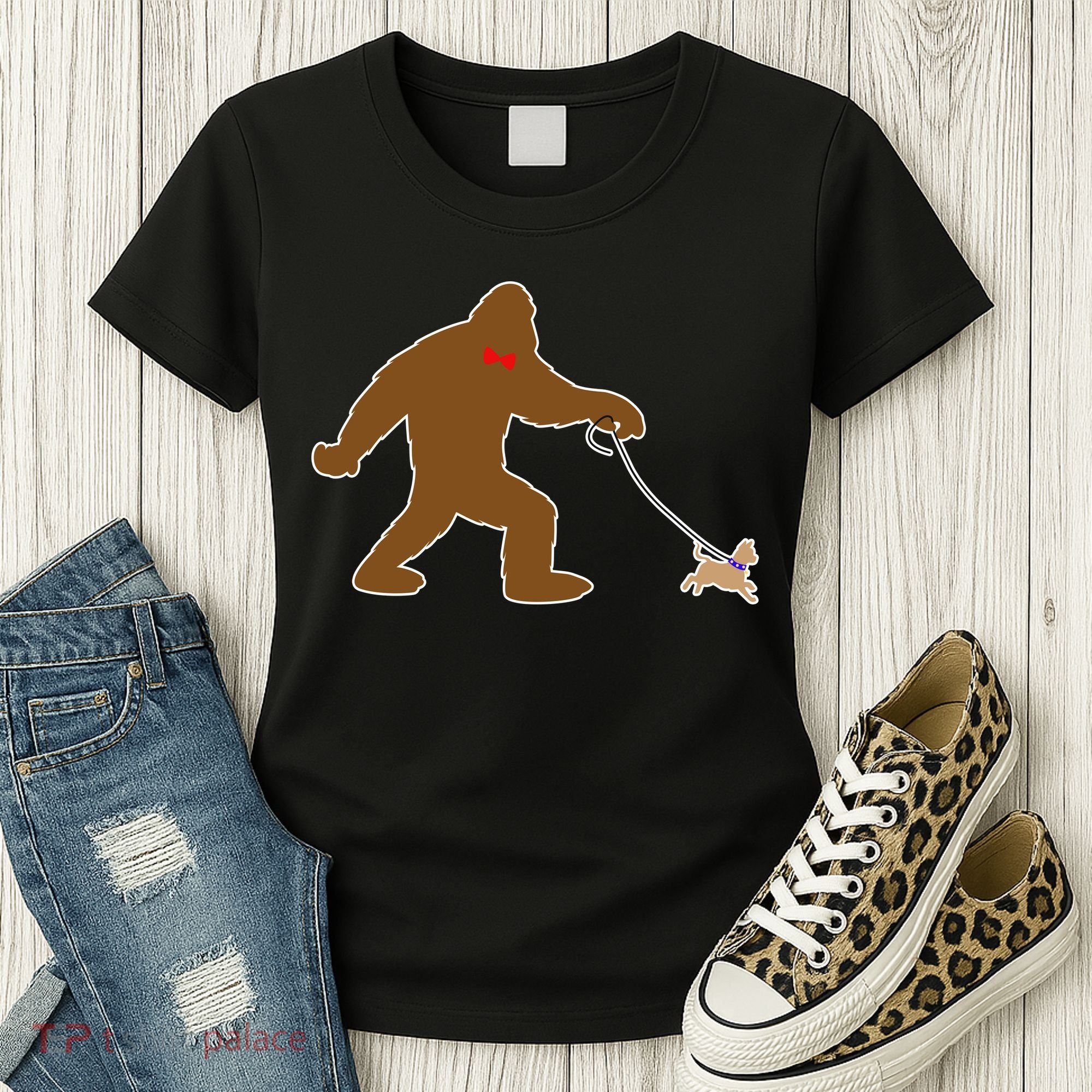 Bigfoot Walking Chihuahua Dog Women's T-Shirt