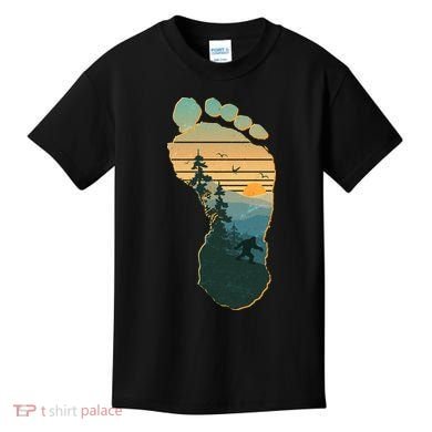 Bigfoot Wilderness Footprint Kids T-Shirt