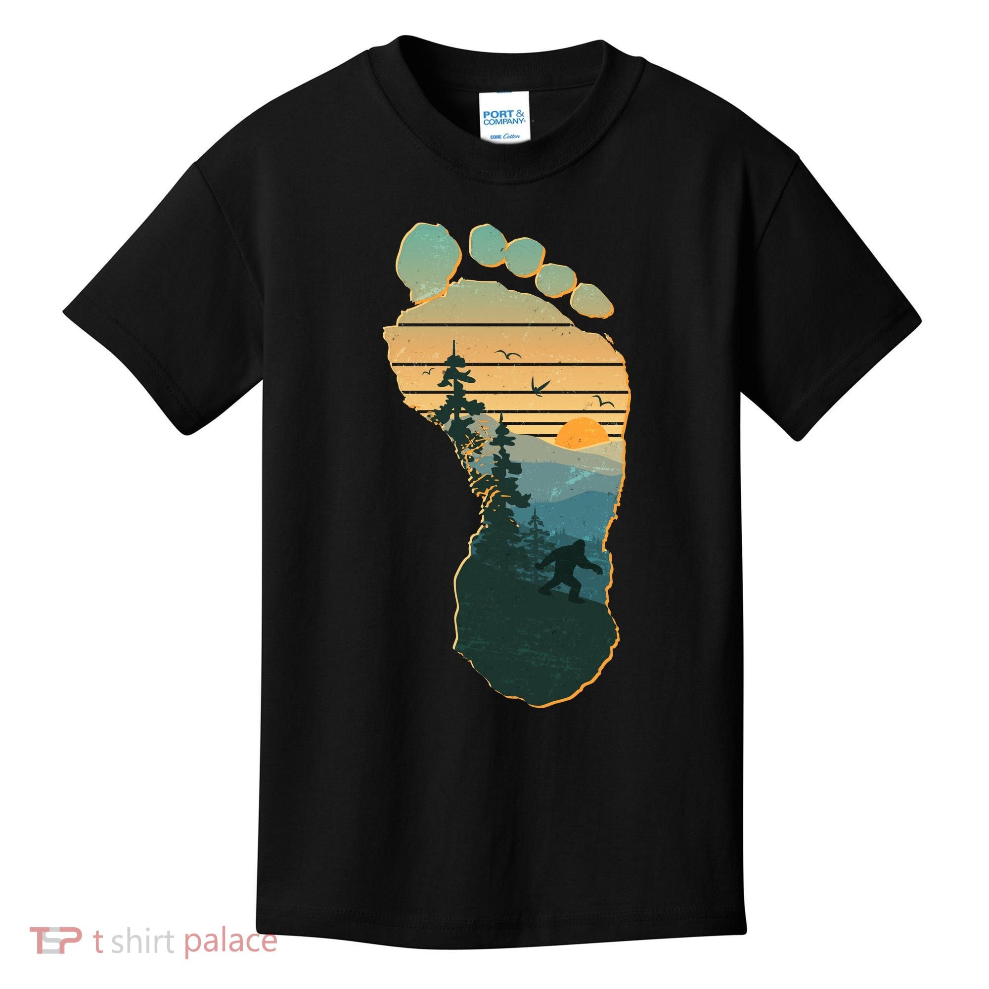 Bigfoot Wilderness Footprint Kids T-Shirt