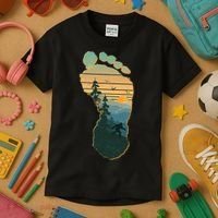 Bigfoot Wilderness Footprint Kids T-Shirt thumb 3
