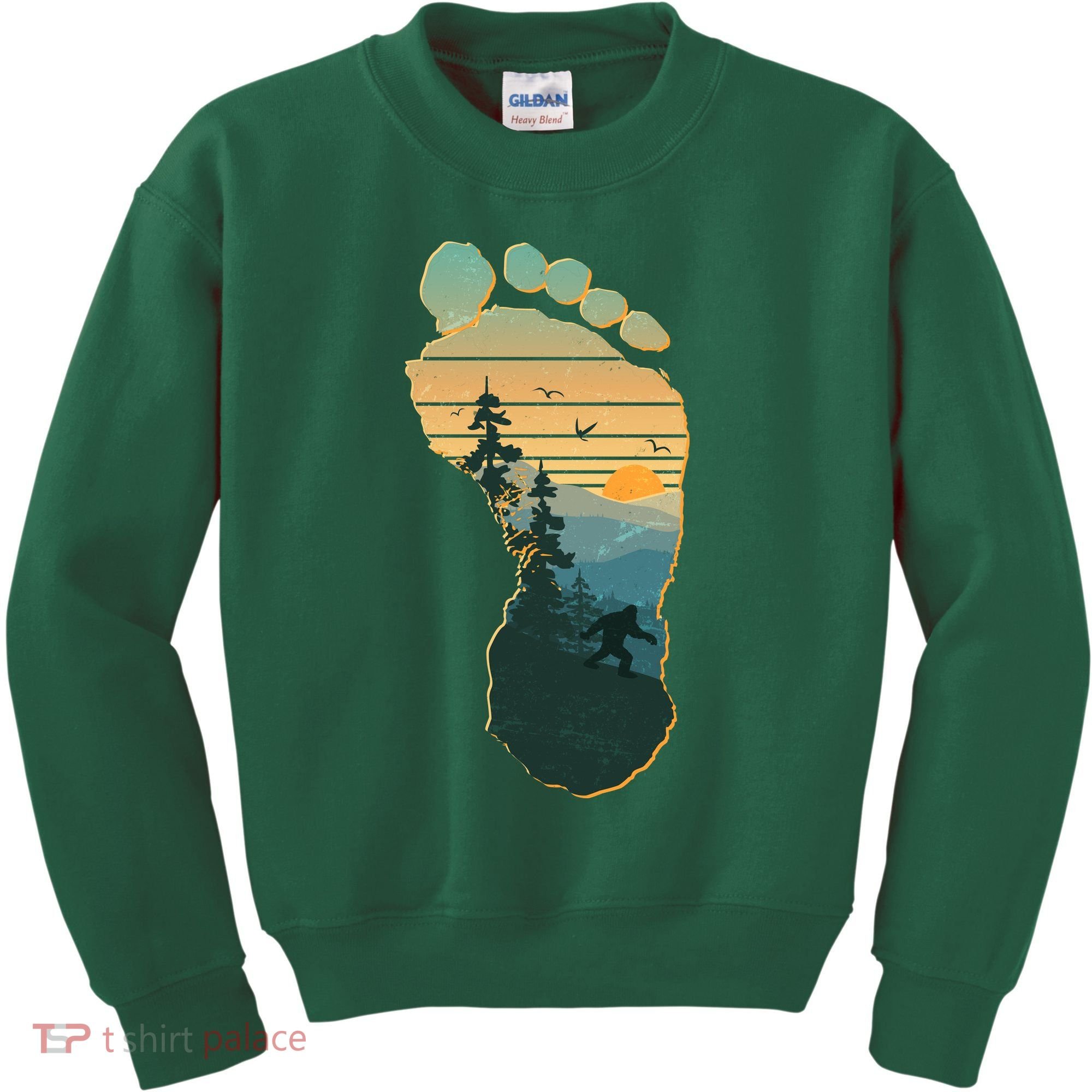 Bigfoot Wilderness Footprint Kids Sweatshirt