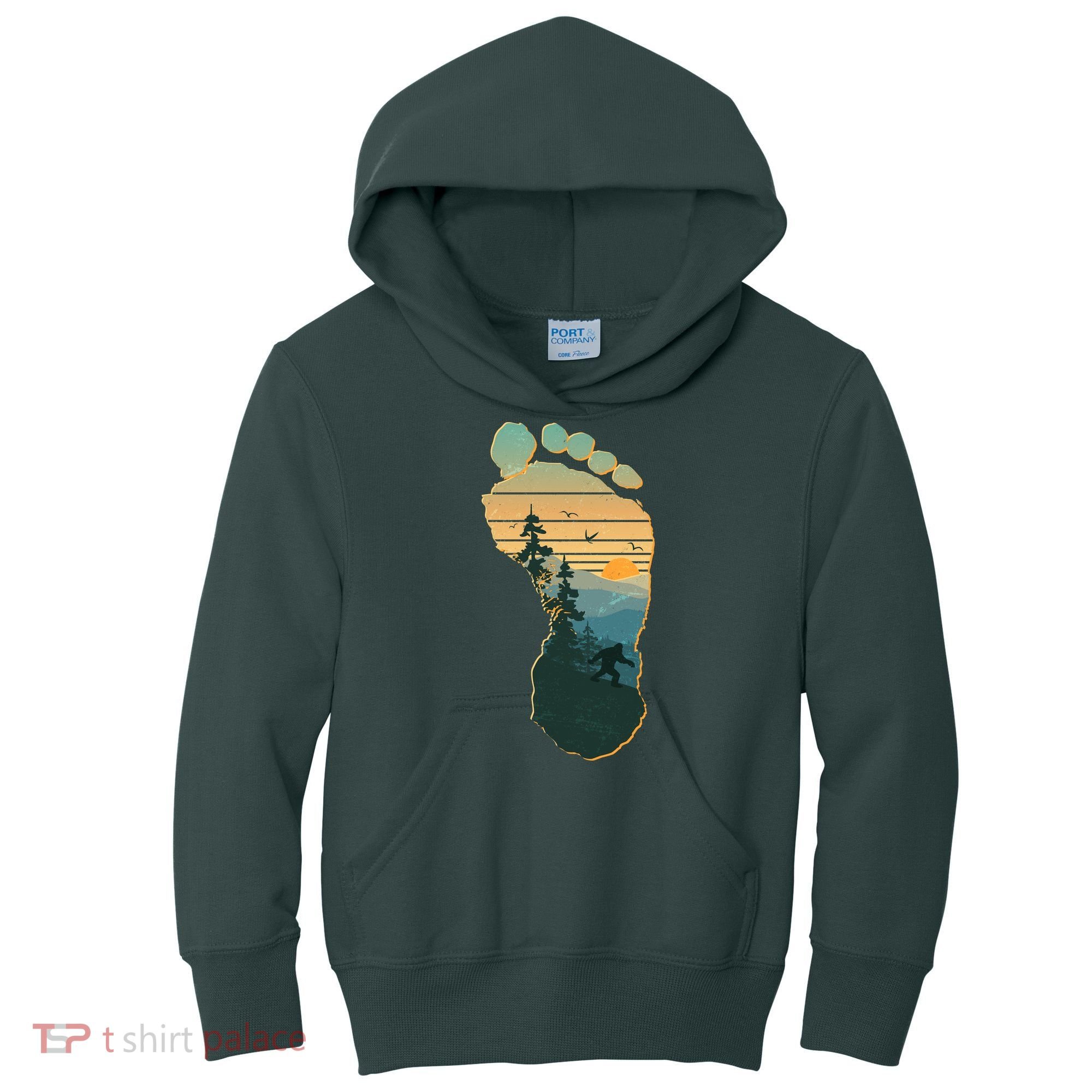 Bigfoot Wilderness Footprint Kids Hoodie